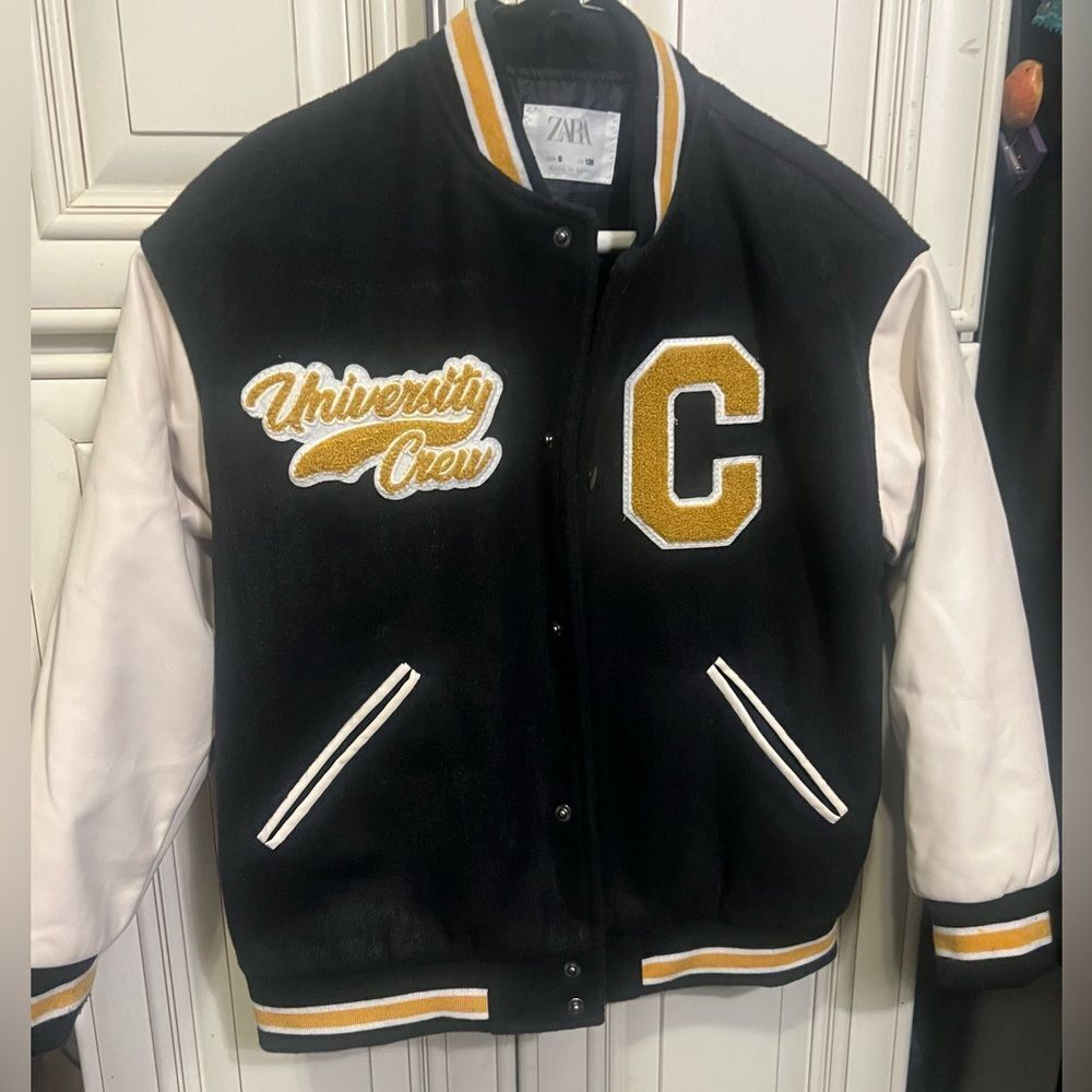 Kids Patch Varsity Bomber Jacket  Zara. Size 8